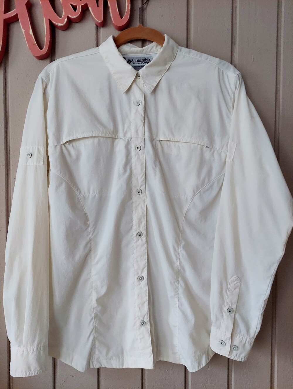 Columbia Titanium Outdoor Long Sleeve Button-Down Ivory Women's L